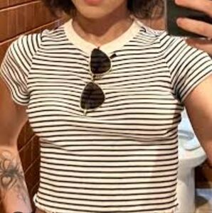 Gaze Black and White Striped Crop Top